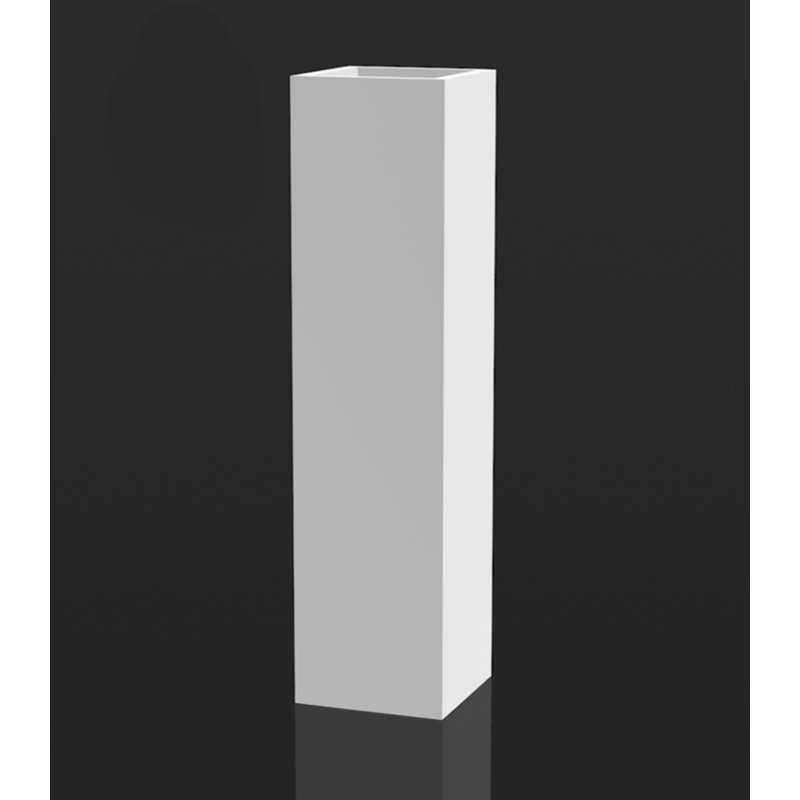 Cube - Square Resin Tower Pot Planter - White LED -Ice, 39.25" H x 9.75" W x 9.75" D