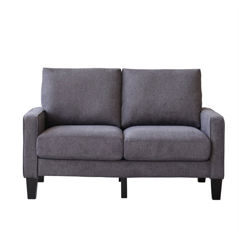 53" Square Arm Loveseat, Dark Gray 100% Polyester