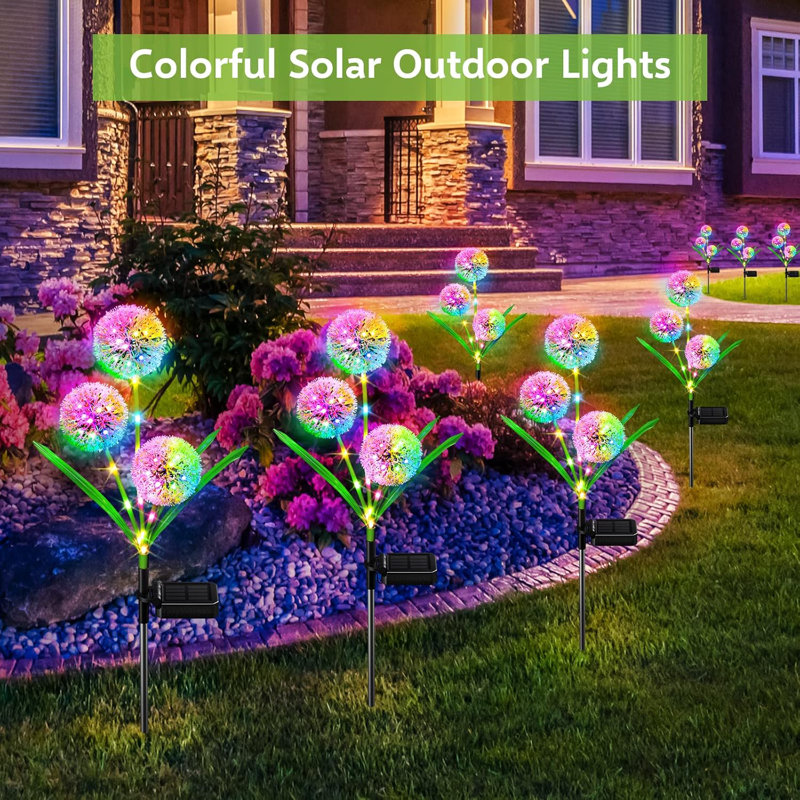Upgraded Outdoor Lights - Colorful Dandelion Flower Light - Bright Solar Lights With 36 Led For Women Mother's Day Gifts Yard Pathway Outside Decorations