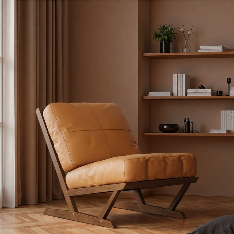 Vintage Single Leisure Chair with Unique Design., Brown/Orange