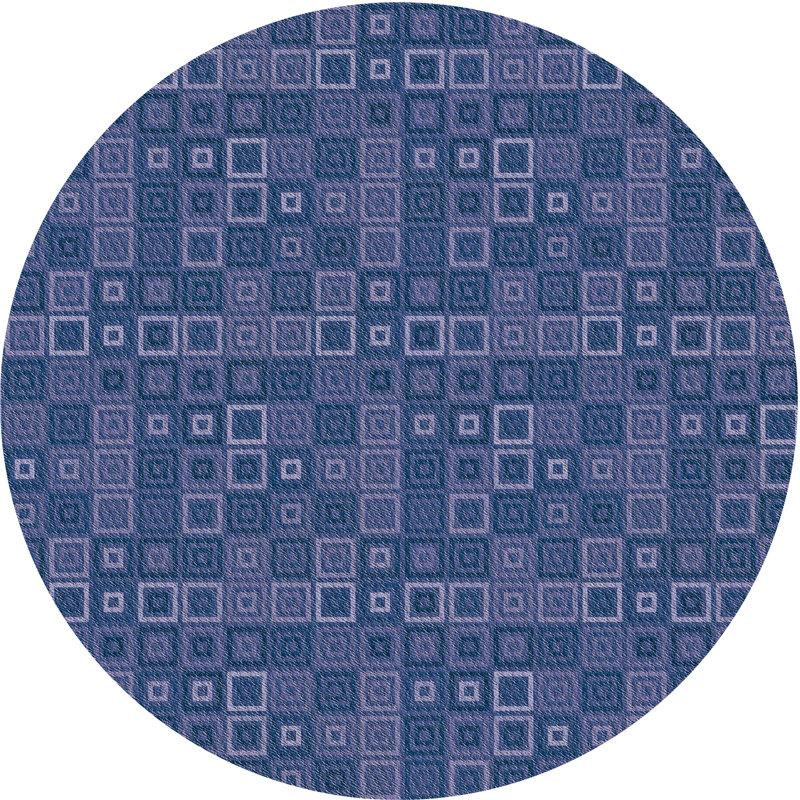 Tapis bleu/brun à motifs, Rond 4 pi