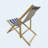 Folding Chaise Lounge Chair Populus Wood Sling Blue Stripe 2PCS Outdoor