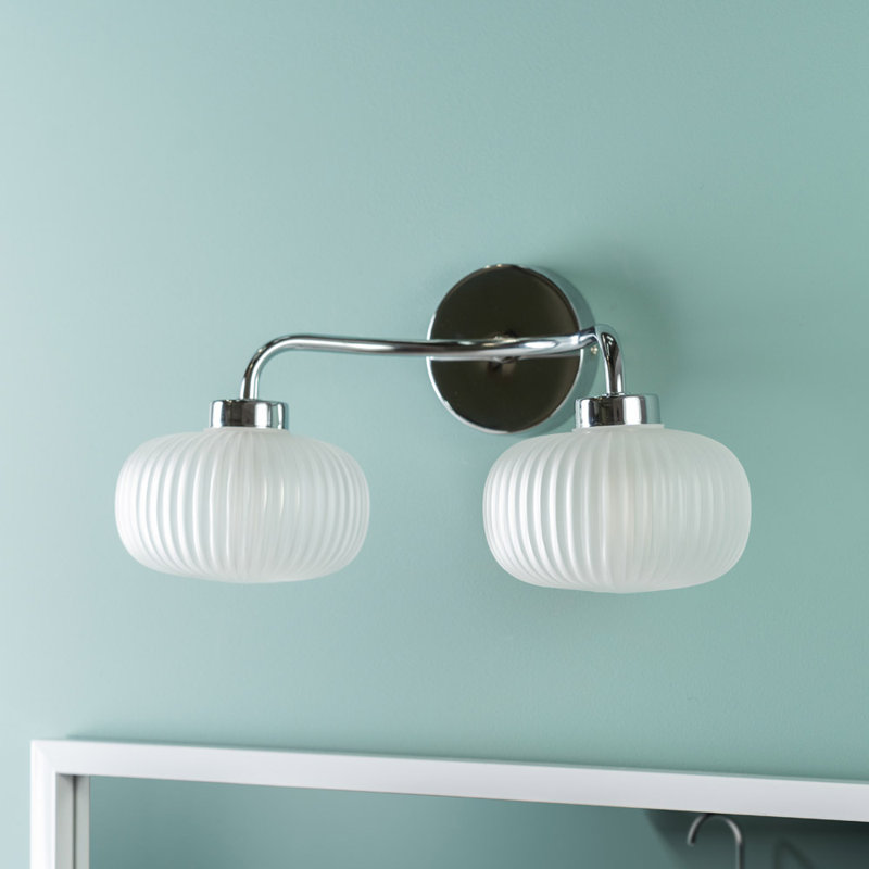 Aniva Glass Armed Sconce, No, Frosted Glass, Chrome