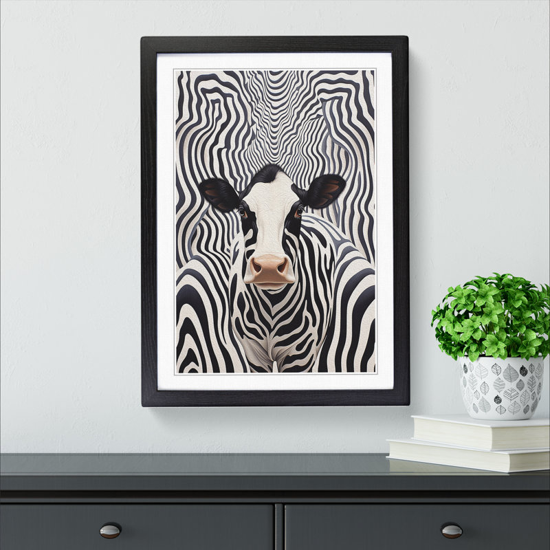 Single Picture Frame Print on Wood, 64cm H x 46cm W, Black Framed