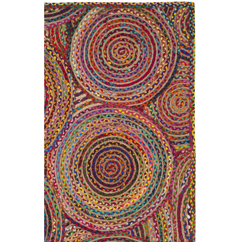 Herzig Geometric Handmade Flatweave Jut/Sisal/Cotton Red/Multi Area Rug Area Rug, Rectangle 2'3" x 4'