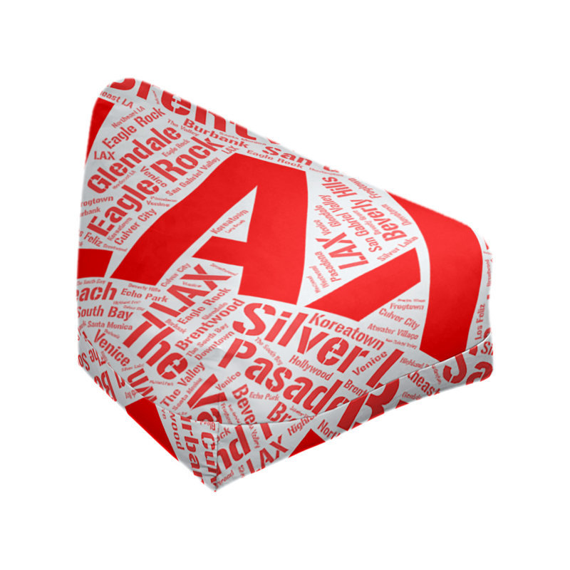 Classic Bean Bag, Red Polyester Blend, 42" H x 38" W x 29" D, Los Angeles