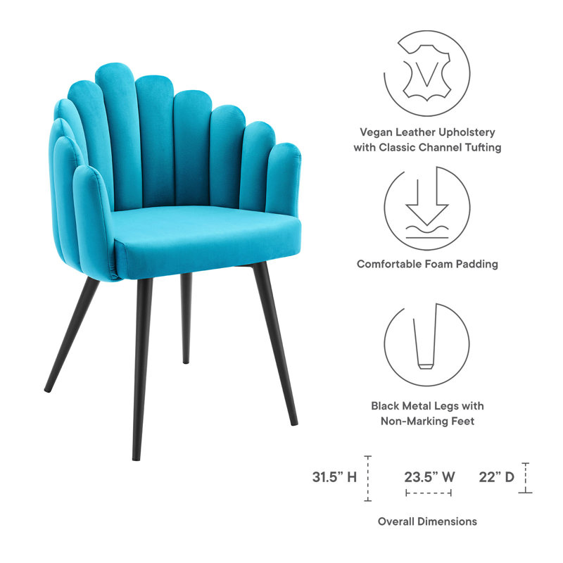 Modway Vanguard Performance Velvet Dining Chair, Blue