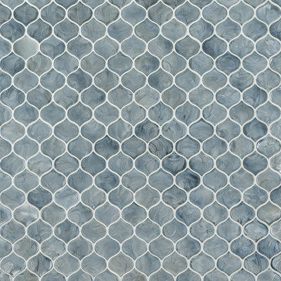 Blue Shimmer Arabesque 10 in. x 10.2 in. Glass Mesh-Mounted Mosaic Wall Tile