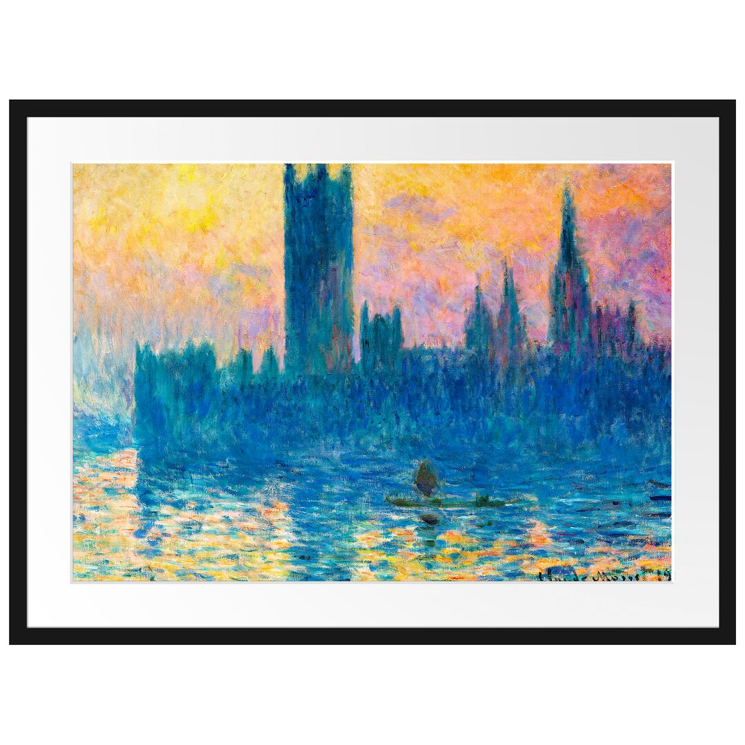 Claude Monet - The Houses Of Parliament - Im Bilderrahmen Mit Galerie-Passepartout