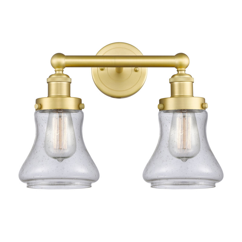 Éclairage pour meuble-lavabo à 2 lumières à intensité variable Asadbek, Mercurisé, Or satiné