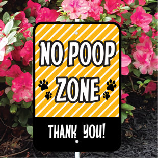 No Poop Zone Yellow Mini Garden Sign