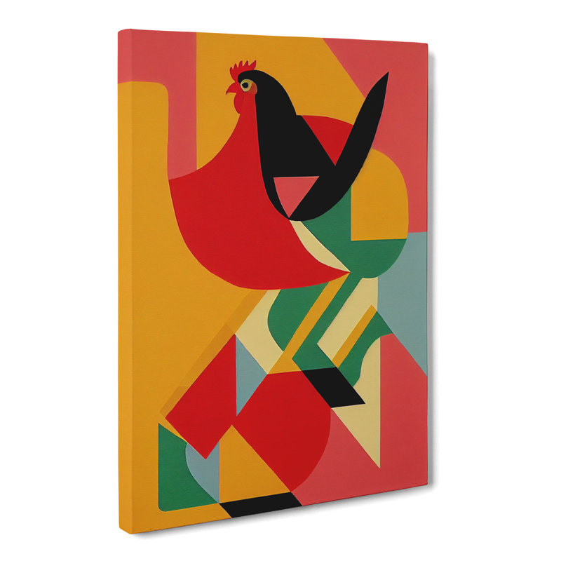 Chicken Geometric - Wrapped Canvas, 60cm H x 40cm W x 3cm D