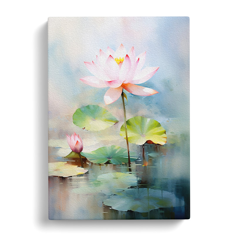 Lotus Flower Impressionism - Wrapped Canvas Print, 76cm H x 50cm W x 3cm D