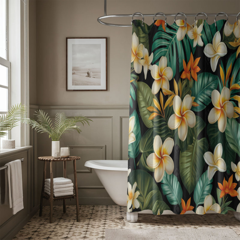 Rideau de douche 1 pièce Tropical Potpourri, H 74 po x l 71 po