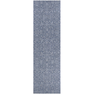 Kraatz Floral Navy Blue Ivory Indoor Outdoor Area Rug