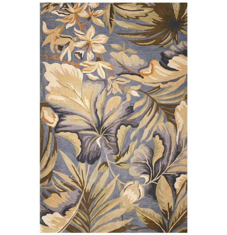 Tapis bleu en laine touffeté à la main 9 pi x 12 pi