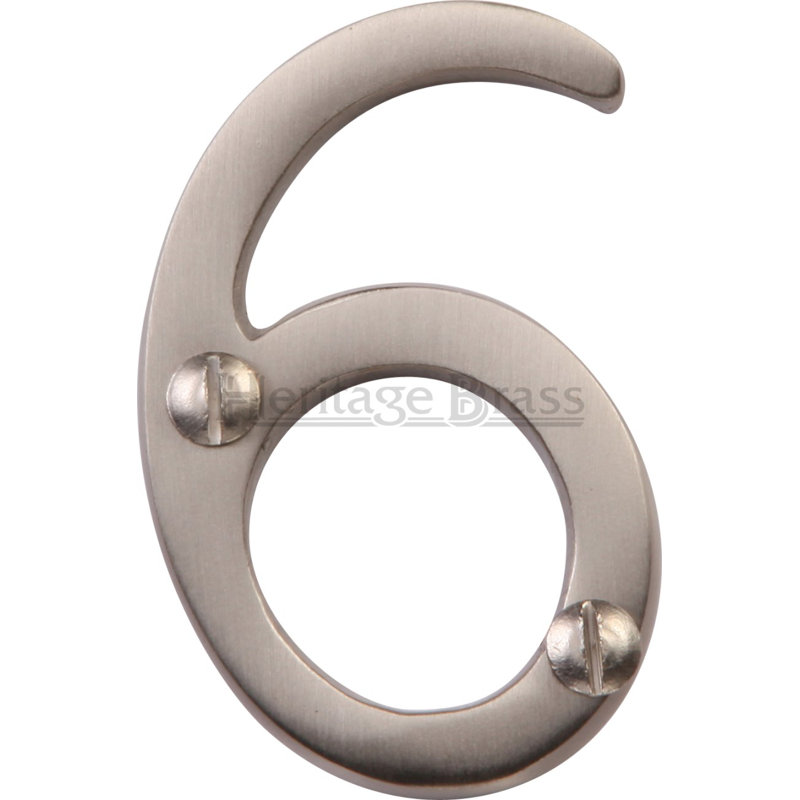 Heritage Brass Heritage Numeral Face Fix 51mm (2"), 6, Satin Chrome