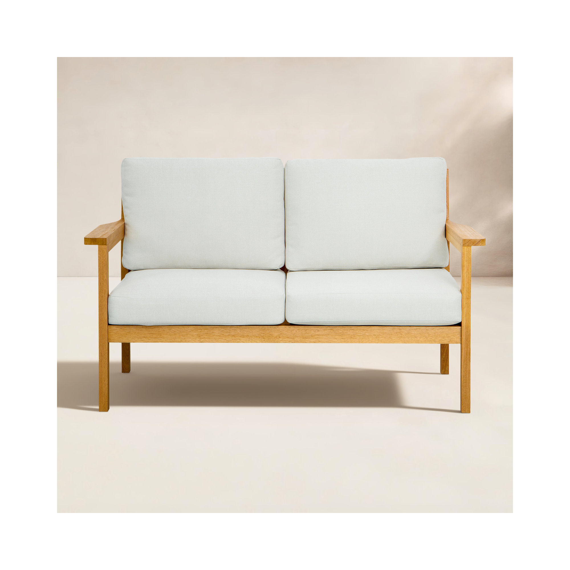 Lanie 53" Eucalyptus Outdoor Loveseat, White