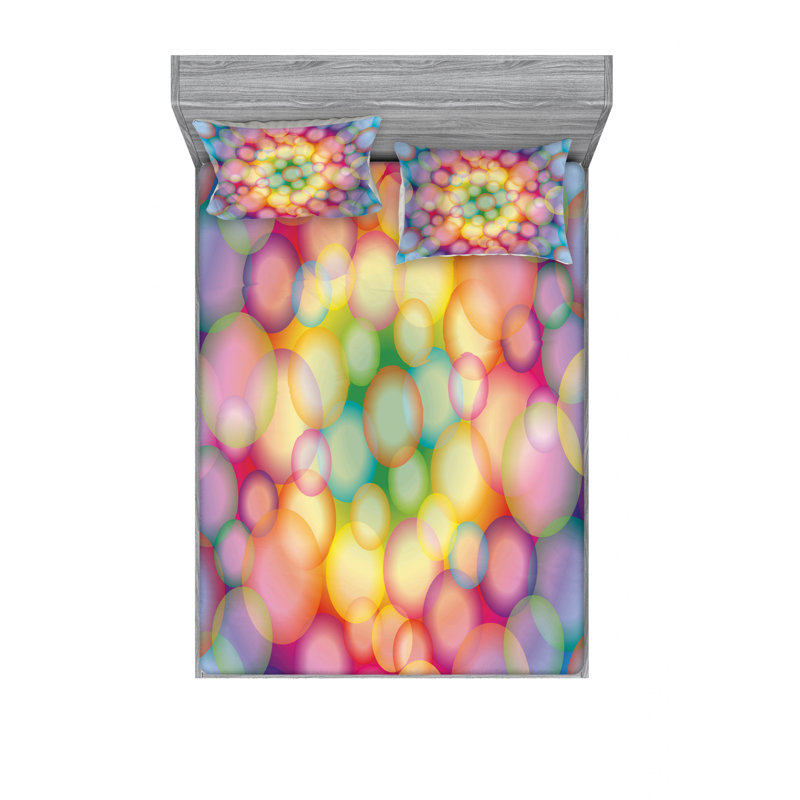 Microfiber Abstract Sheet Set, Full/Double Sheet Set with Fitted Sheet
