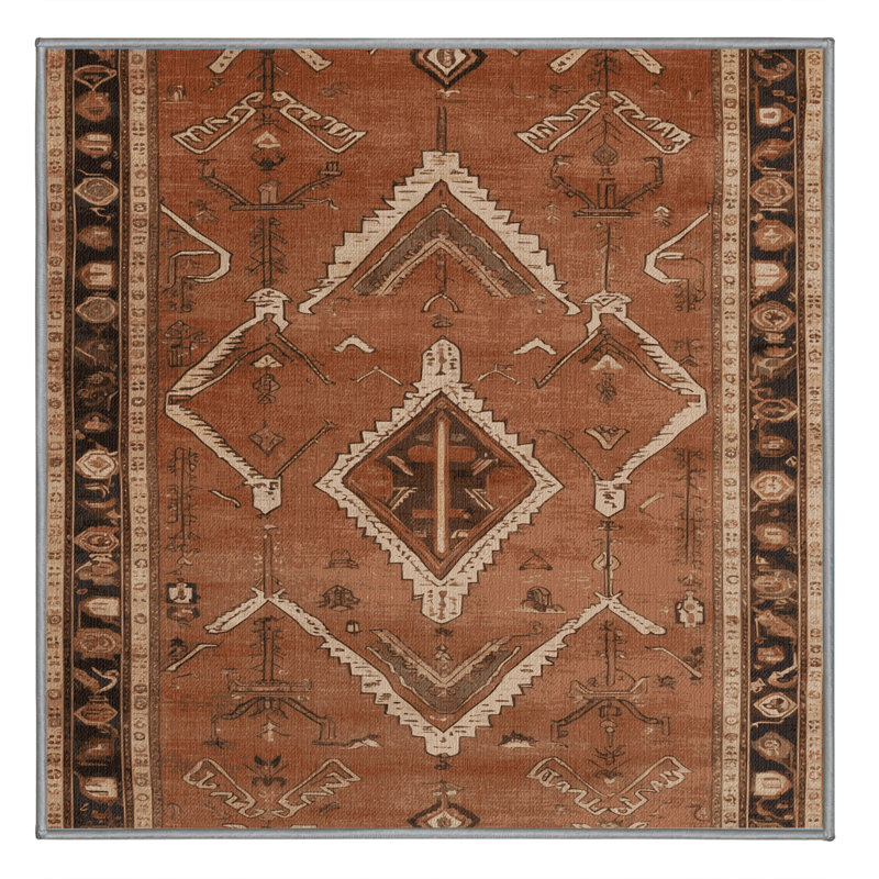 Tapis brun lavable à la machine, Carré 6 pi