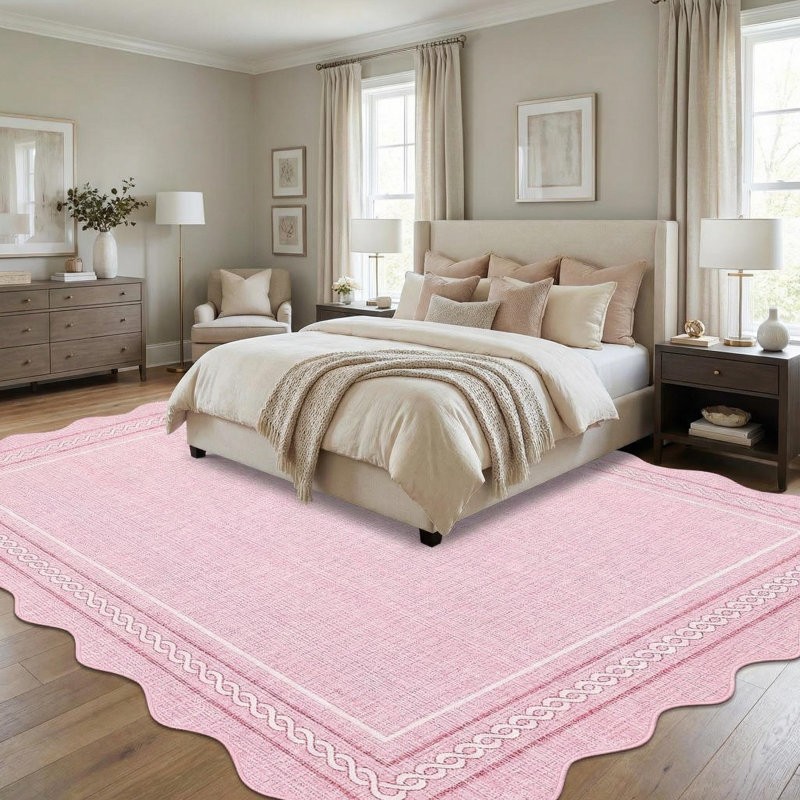 Geometric Machine Printed Area Rug, Rectangle 160 x 230 cm, Pink