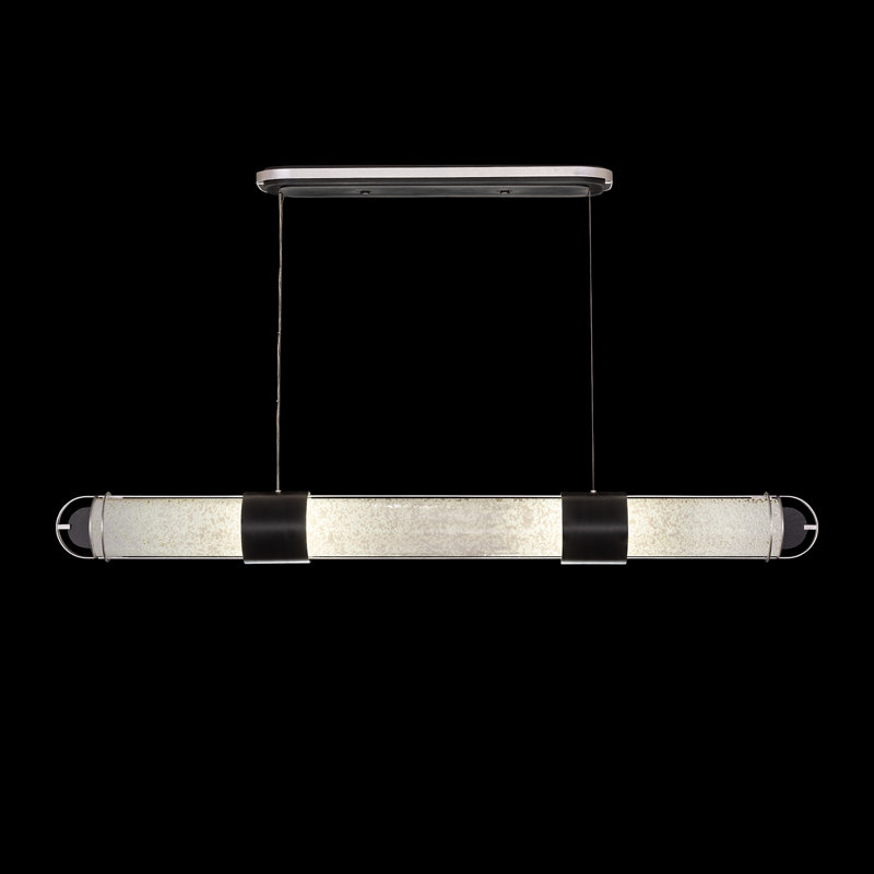 Luminaire suspendu linéaire à 4 lumières pour îlot de cuisine Bond Bond, Blanc, Noir/argenté