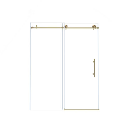 Frameless shower door 56-60 "W x 76"H, 1/4 "(6 mm) Clear Tempered Glass, Explosion Proof Film, Stainless Steel Handle,Brushed Gold