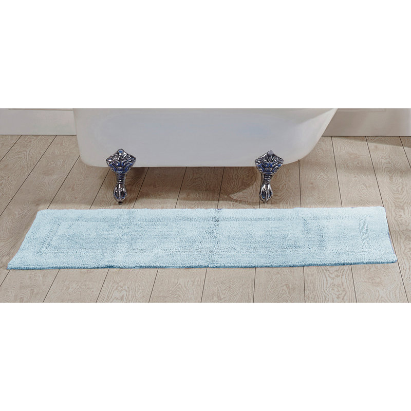 Tapis de salle de bain 100% coton Niculaie, Tapis de couloir 1 pi 8 po x 5 pi, Bleu