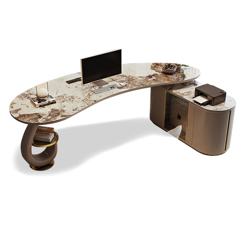 Bureau en L en fritté de luxe avec armoire de rangement, H 29,53 po x l 70,87 po x P 47,24 po