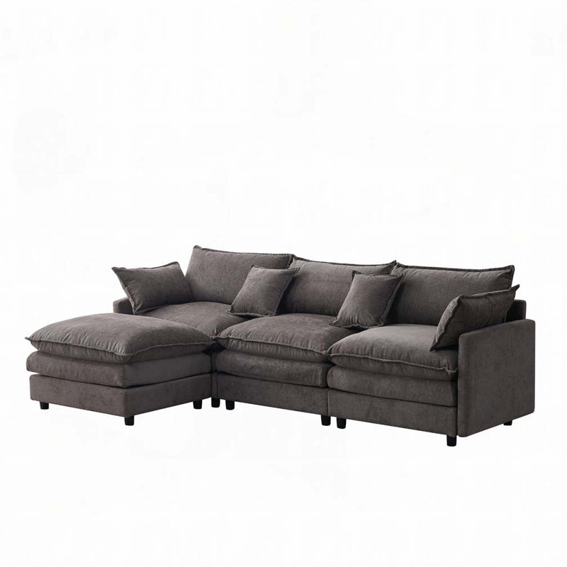 Modular 3 Seater with Ottoman, Gray