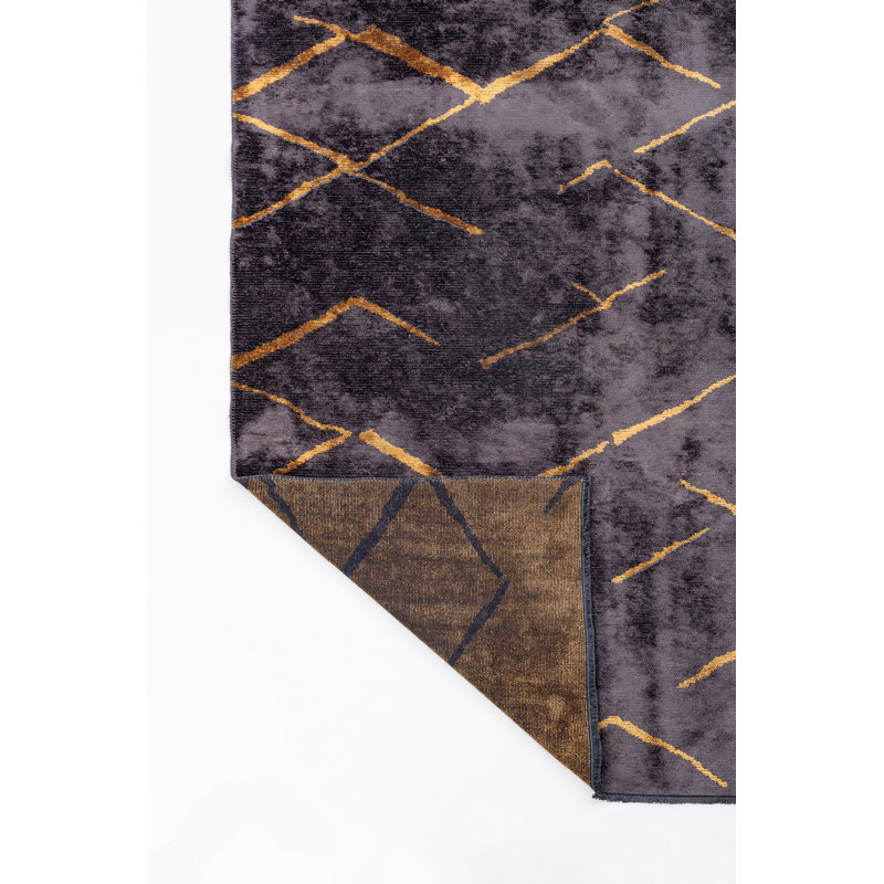Rapture Black/Gold Abstract Luxury Area Rug, Rectangle 7'10" x 11'2"