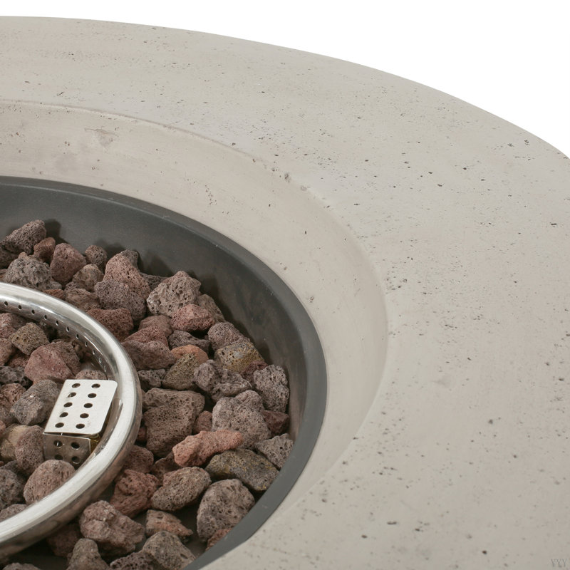 Outdoor 50,000 BTU Round Mgo Concrete Propane Fire Pit (Tank Cover Not Included), Light Gray