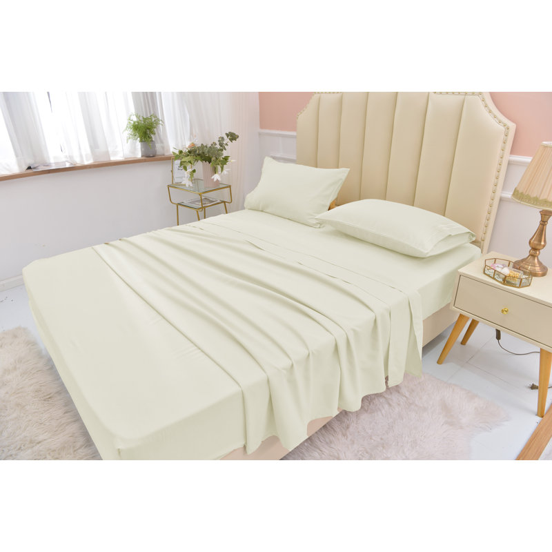 Ultra Soft Wrinkle Resistant Bamboo Derived Rayon Sheet Set, Split King, Ivory