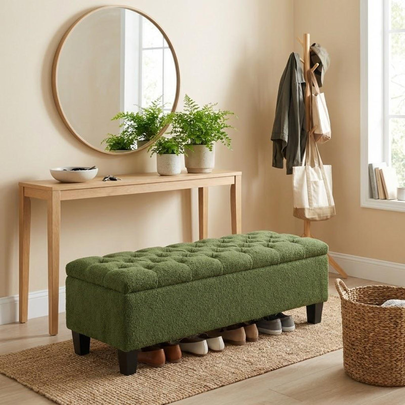 Repose-pieds capitonné avec repose-pieds rectangulaire capitonné Boucle, Vert