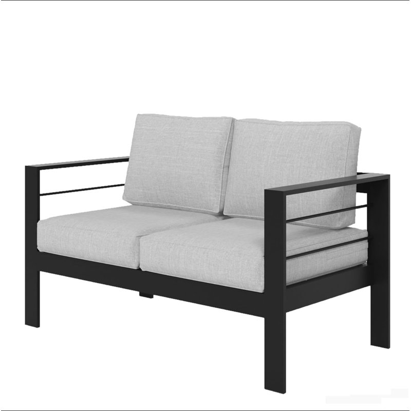 Causeuse de patio en aluminium toutes saisons 50 po, Gris, Noir