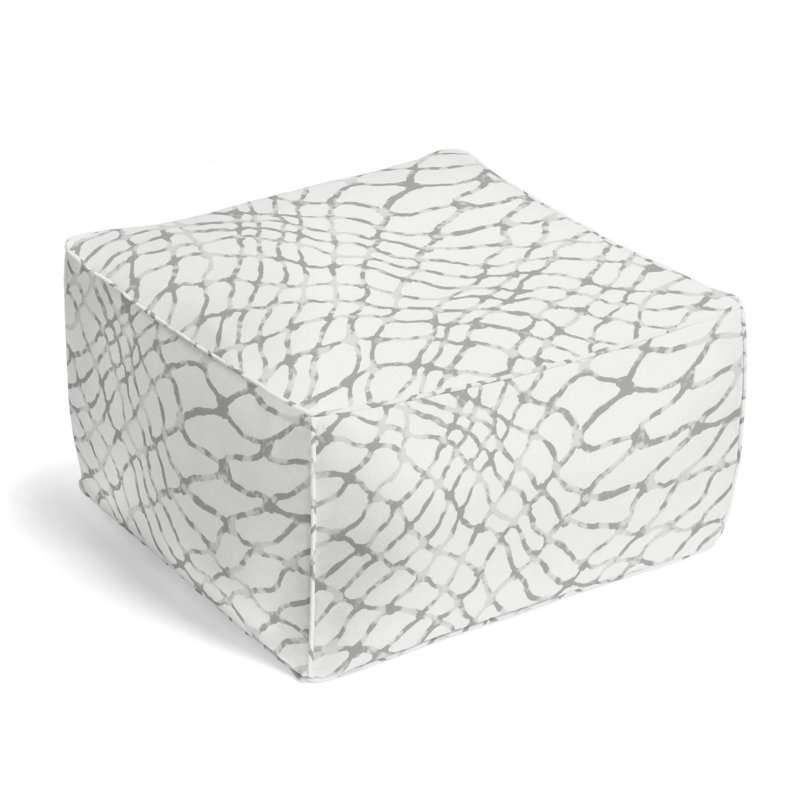 Upholstered Pouf, Stone 100% Linen