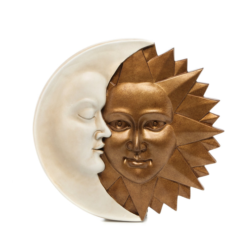 Celestial Harmony Faux Gold and Ivory Sun and Moon Wall Sculpture