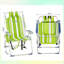 Chaise de plage pliante 5 positions avec porte-gobelet et pochettes de rangement, structure en aluminium vert, capacité de 100 kg, hauteur d'assise de 99 cm