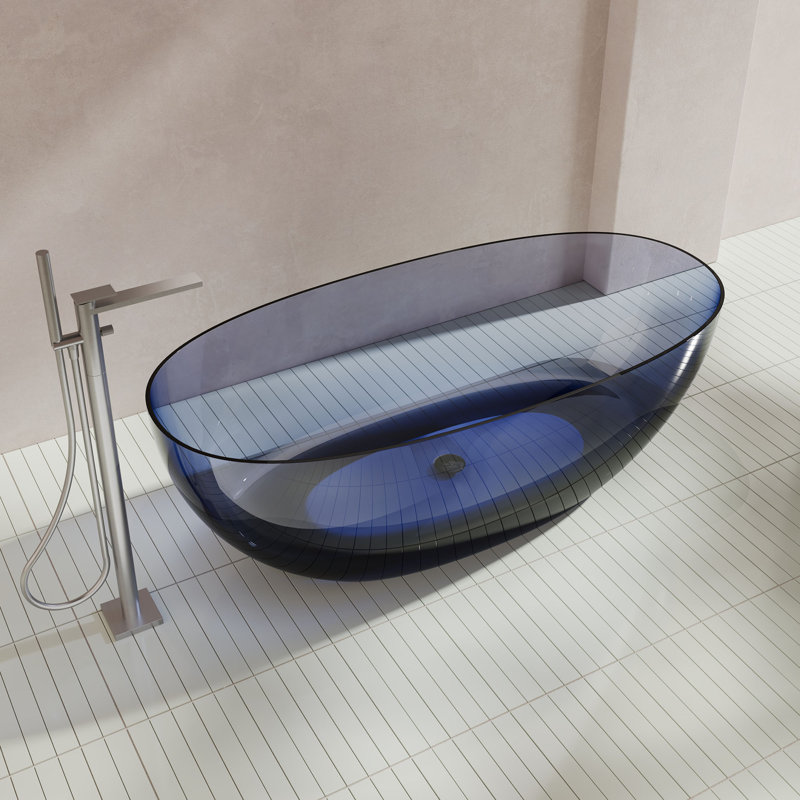 Baignoire de trempage autoportante en résine avec drain escamotable de 55 po x 28 po MonBlari, 55.12" L x 27.56" W x 21.65" H