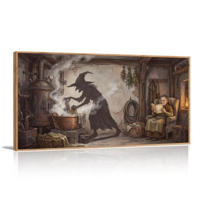 Art mural sur toile, sorcière et lecture Steampunk