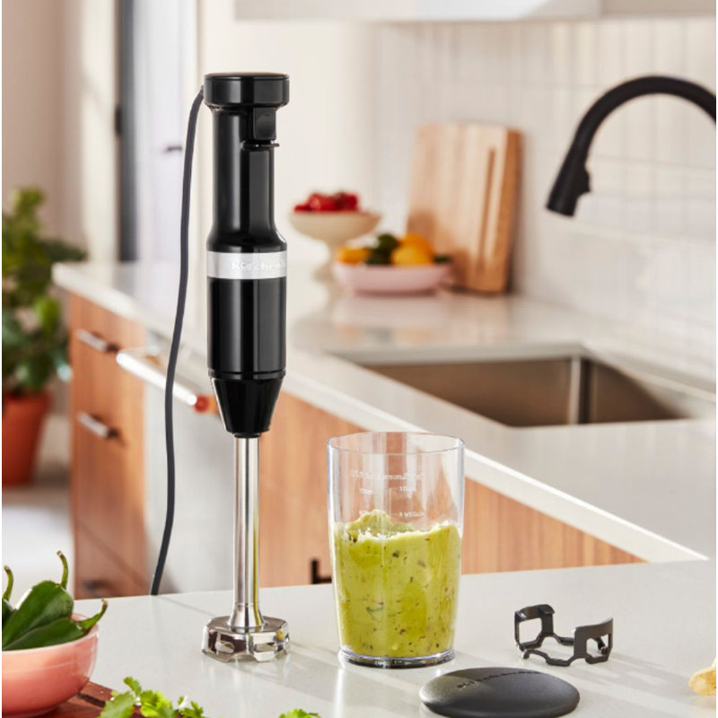 KitchenAid Corded Variable-Speed Immersion Blender in Onyx Black with Blending Jar, null