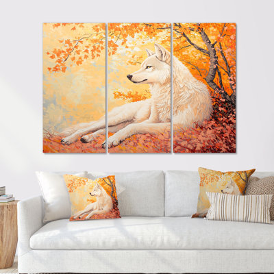 «Blooming Wolf At Sunset II» - ensemble d'art mural loup