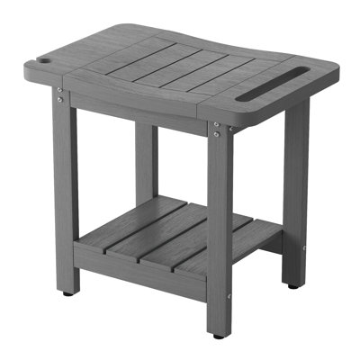 2-Tier Bathroom Shower Bench with  Shower Head Holder and Storage Space Curved Seat for Shaving Legs Foot Stool, Bath, Spa, Indoor or Outdoor Use