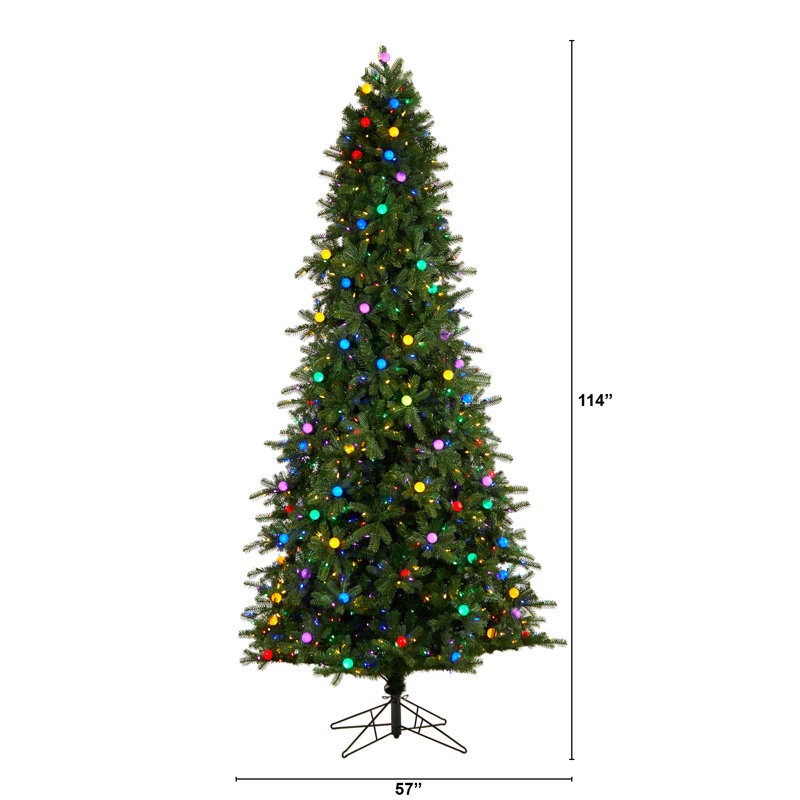 Lighted Artificial Fir Christmas Tree, 9.5' H