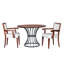 Rustique - Moderne, salle à manger ronde en chêne de 42 po: table brun rougeâtre frottée à la main, 2 fauteuils au fini noyer, ensemble de cuisine 3 pièces à base en fer robuste: table avec placage à griffes, fauteuils confortables