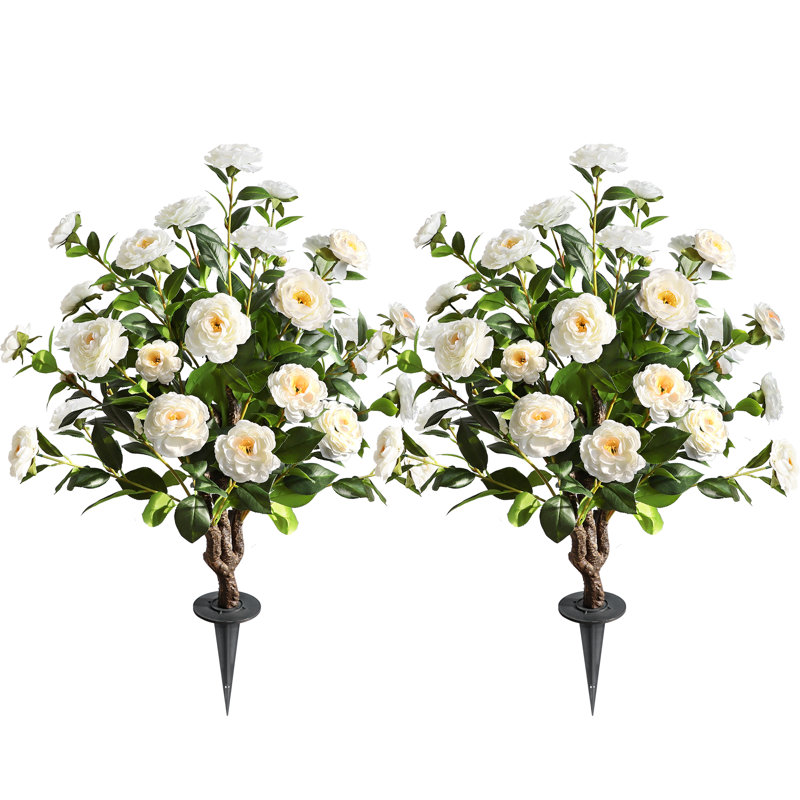 Camélia artificiel 36 po (ensemble de 2), Blanc