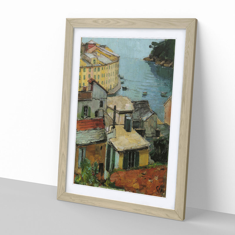 Portofino in Italy by Carl Moll - Picture Frame Painting, Oak Framed, 48cm H x 36cm W x 2cm D