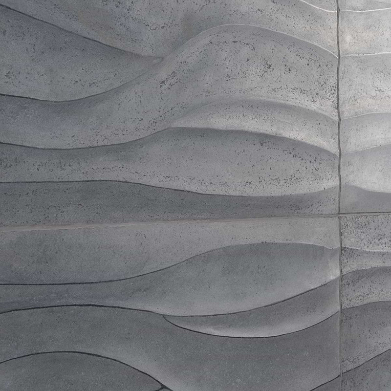 Thalia 18X18 3D Carved Wave Honed Limestone Tile, Charcoal