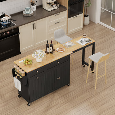 Armoire de cuisine 81,6 "avec table de salle à manger extensible 2 tiroirs et 2 portes pour cuisine