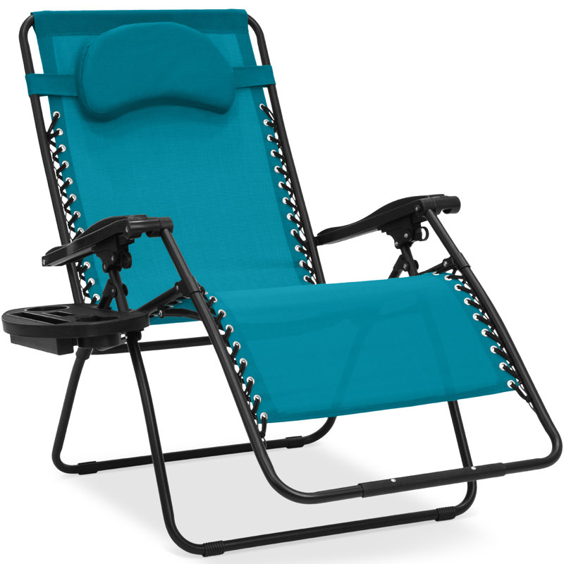 Oversized Zero Gravity Chair, Folding Outdoor Patio Recliner W/ Cup Holder, Black, Orange